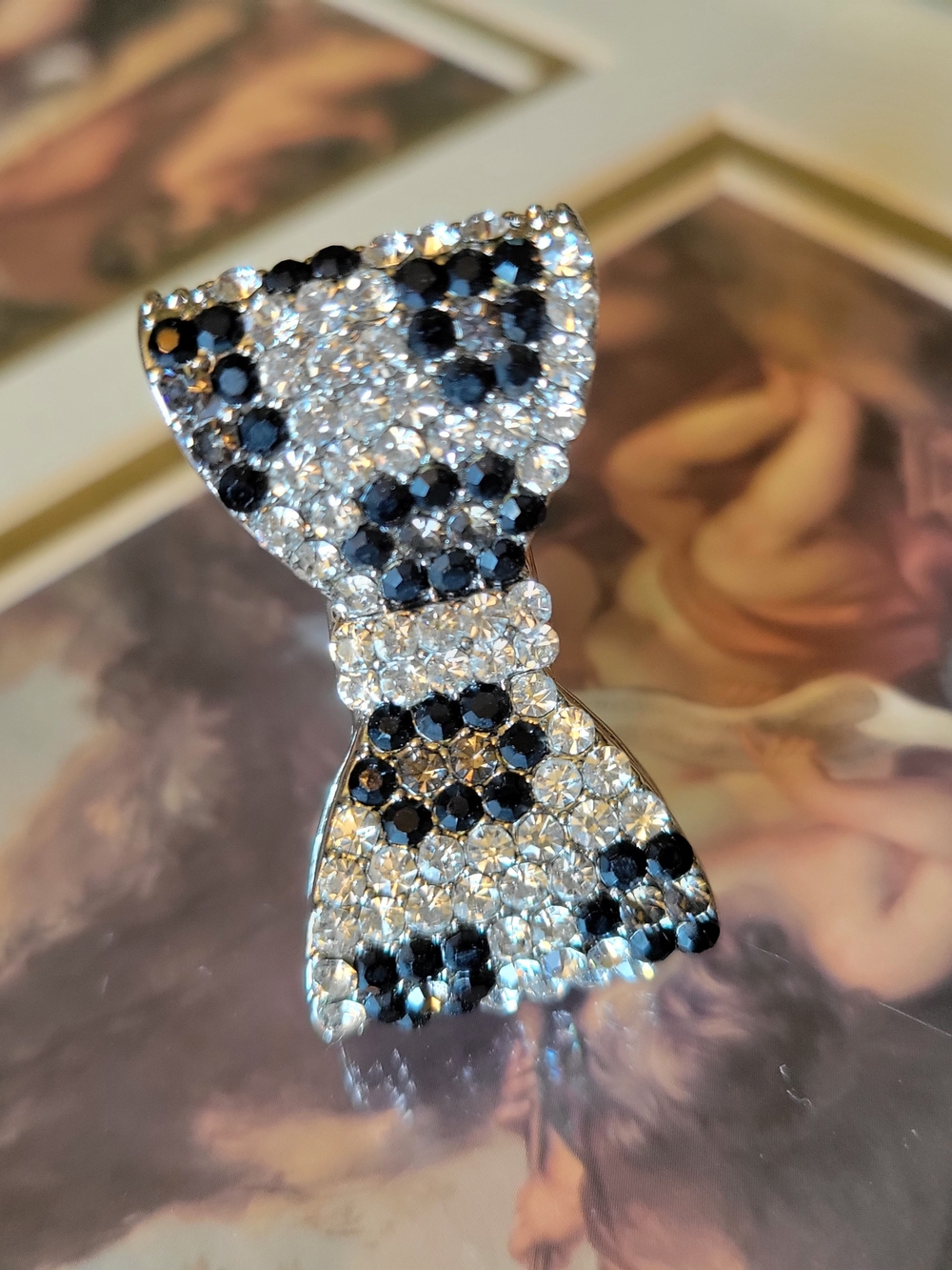 Ring - Black & Clear Rhinestones